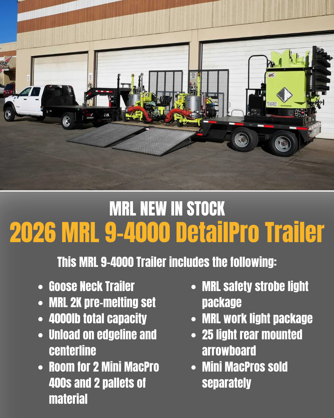 MRL NEW IN STOCK 9-4000 DetailPro Trailer