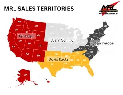 US map divided between sales reps