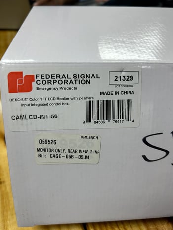 New Federal Signal Monitor for back up camera boxed